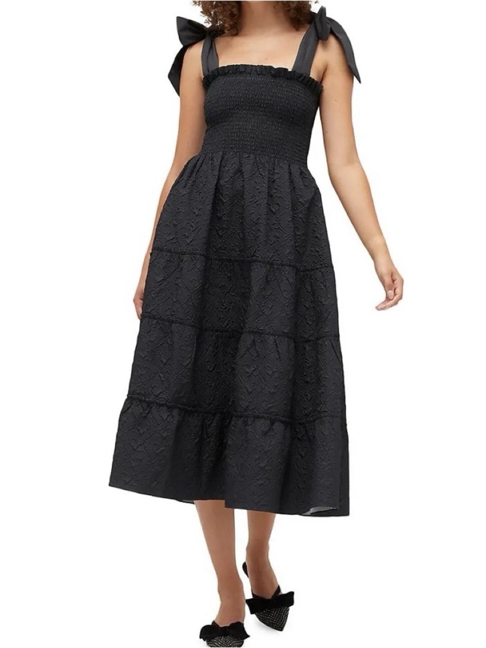 EUC Hill House The Ribbon Ellie Nap Dress - Black Jacquard